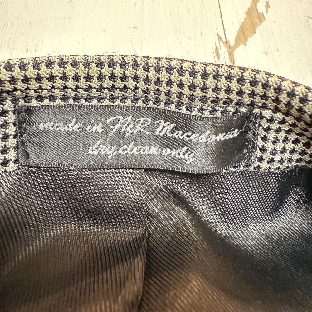 Andrew Fezza 48R Sport Coat Blazer Silk Worsted Wool Gray Houndstooth Jacket - Picture 15 of 16